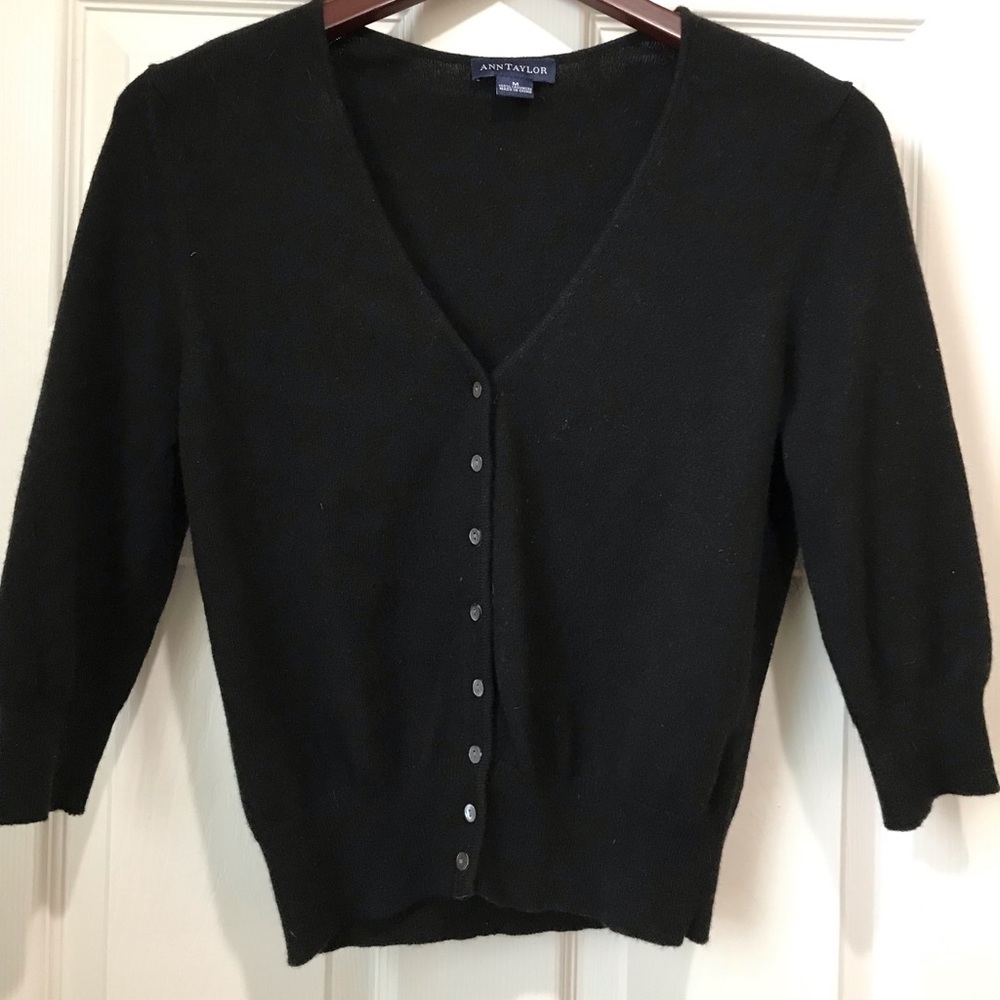 Ann Taylor 100% Cashmere Cardigan 3/4 sleeve